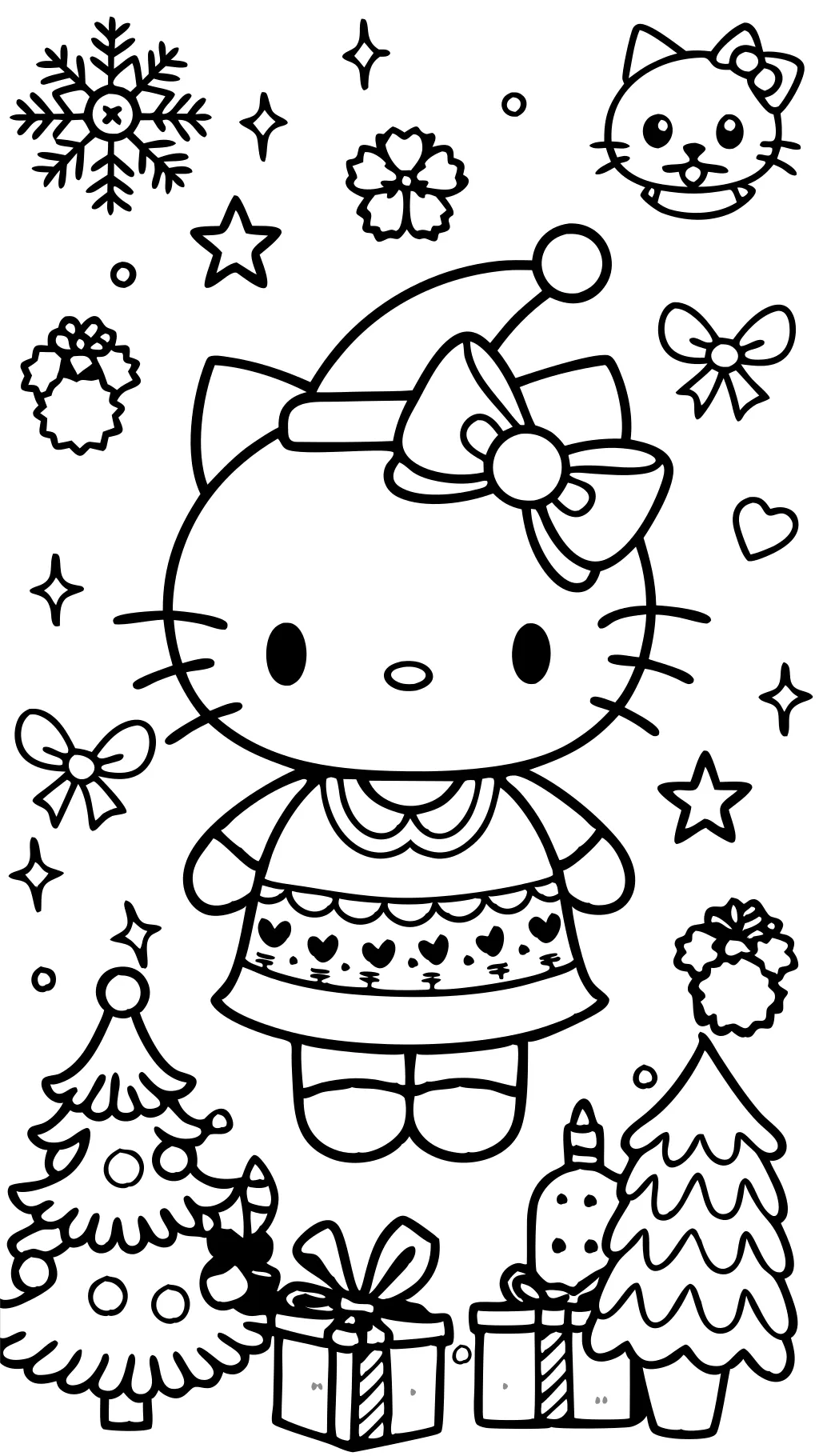 christmas hello kitty coloring pages